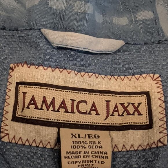 Jamaica Jaxx 100% Silk Sz XL Men's AOP Blue Floral Button Up Casual Hawaiian - Picture 7 of 10